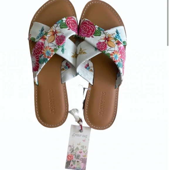 Johnny Was Andra Floral Cross-Band Sandals – Size 7 - Picture 5 of 7